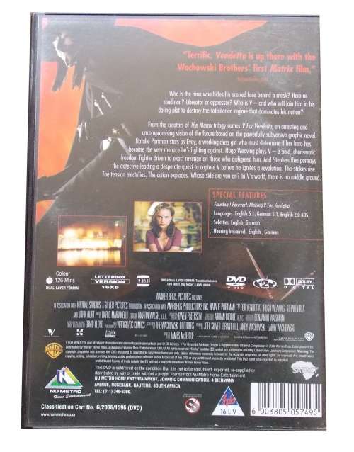 DC Comics V for Vendetta (Hugo Weaving 2006) DVD