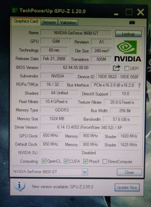 Inno nVidia GeForce 9600GT 1GB 256-Bit DDR3 SLI (2009)