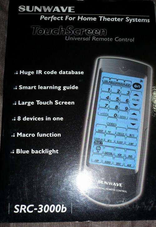 Sunwave Large Touch Screen Universal Remote Control Blue Backlight
