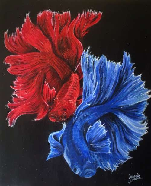 BETTA FISH IMPRESSION - Lare, original new painting - 92x52