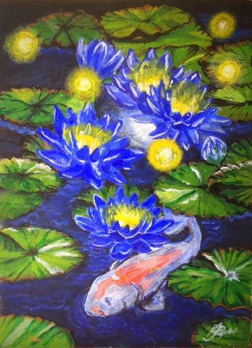 THE MAGIC POND - Original acrylic painting - New - 29X39