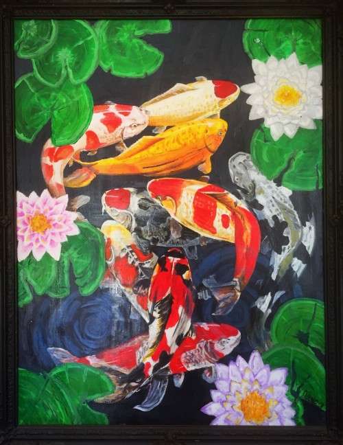 THE COLOUR OF KOI - Large, original new painting - 85x65