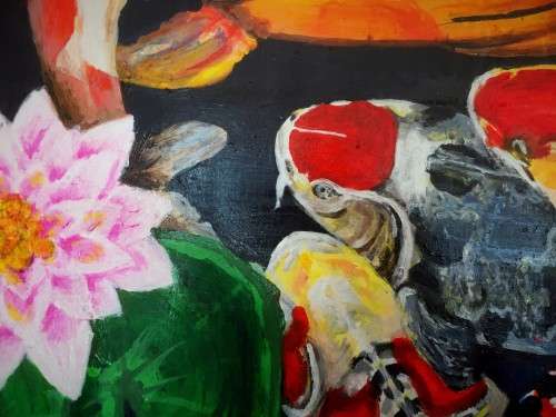 THE COLOUR OF KOI - Large, original new painting - 85x65