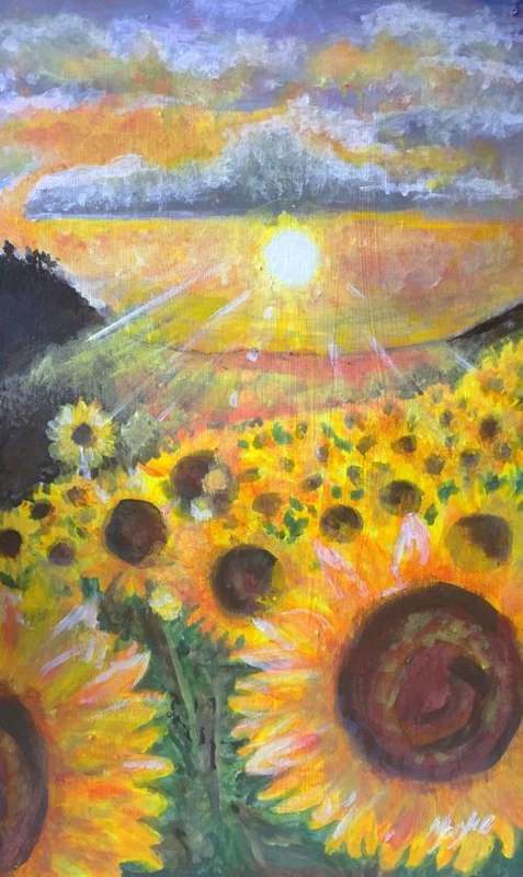SUNFLOWER SUNRISE- Original new painting - 39X24