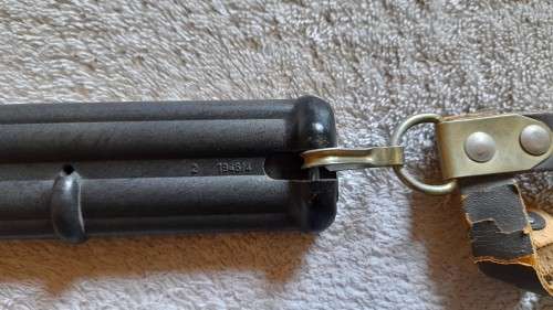Black AKM Bayonet with Scabbard, matching numbers.