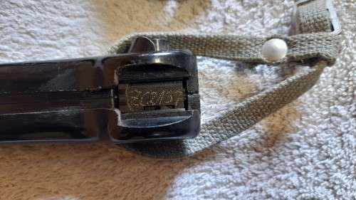 Black AKM Bayonet with Scabbard, matching numbers.
