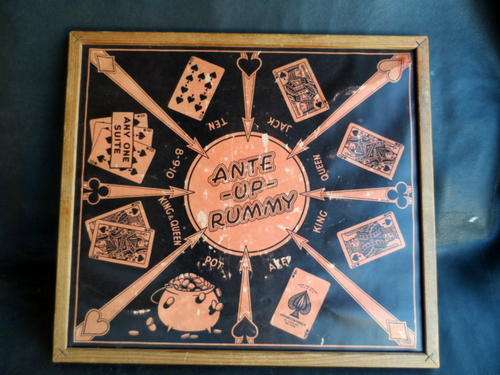VERY OLD ANTE-UP-RUMMY AND CHINESE CHECKERS BOARD GAME. PLEASE NOTE THAT THIS IS ONLY THE BOARD.