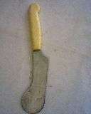 SHEFFIELD ENGLAND STAINLESS STEEL NUTBROWN BUTTER KNIFE. BONE HANDLE. 18 CM.