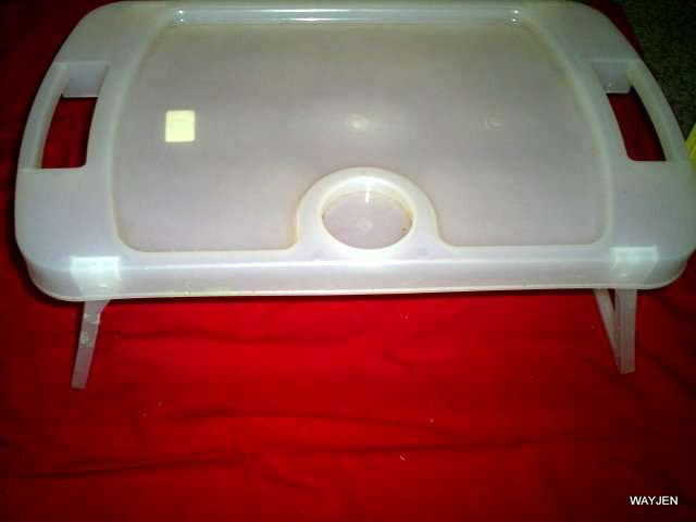WHITE BREAKFAST/TV/CAMPING OR TRAVEL TRAY WITH FOLD UP LEGS. 56 X 33cm.
