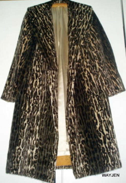 LEOPARD FAUX FUR FULL LENGTH COAT, SIZE: 36