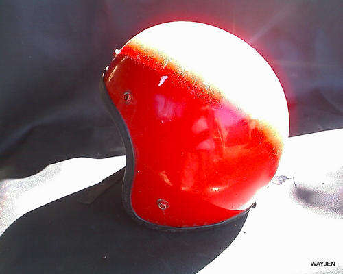 BIKE HELMET. NEEDS SOME REFURBISHING AND REPAIRS.