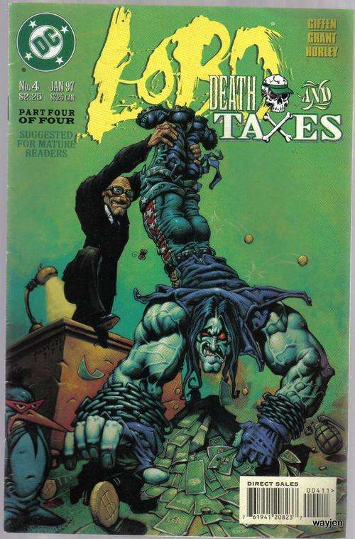 DC COMICS. LOBO. DEATH AND TAXES. NO.4. 1997. SOME WEAR AND TEAR.