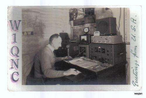 QSL/AMATEUR RADIO USED CALLING CARD. AMATEUR RADIO PICTURE. 1950.CARDS HAVE WEAR AND TEAR.