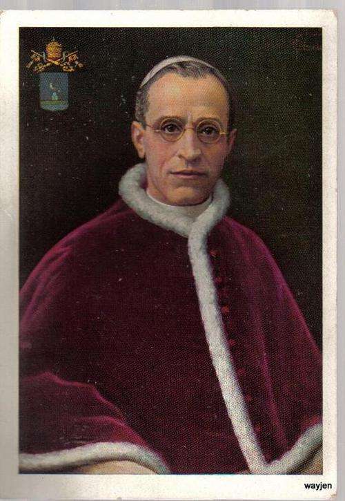 VERY OLD POSTCARD FROM ITALY DEPICTING S.S. PIO XII ON THE FRONT. CARD HAS SOME WEAR & TEAR.NOT USED