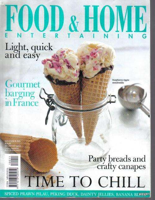 FOOD AND HOME ENTERTAINING MAGAZINE. NOVEMBER 2010. SLIGHT WEAR & TEAR.