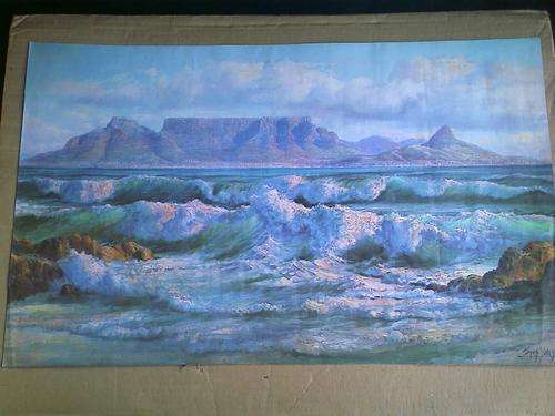 "BLOUBERG BEACH TO CAPE TOWN" SIGNED JAMES YATES PRINT. NO FRAME. VERY DETAILED. SLIGHT MARKS.