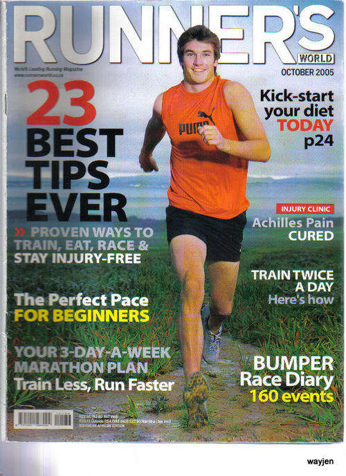 RUNNER'S WORLD MAGAZINE.INTERESTING ARTICLES & PICTURES.VERY SLIGHT WEAR AND TEAR. OCTOBER 2005..