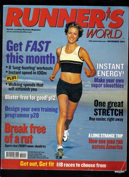 RUNNER'S WORLD MAGAZINE.INTERESTING ARTICLES & PICTURES.VERY SLIGHT WEAR AND TEAR. NOVEMBER 2003...