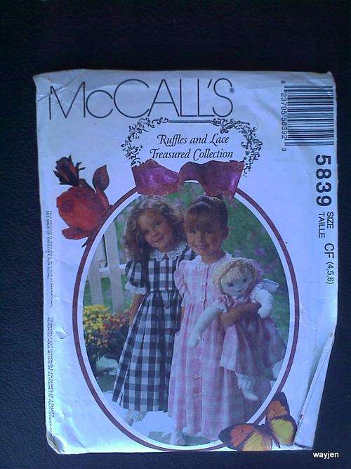 McCALL'S SEWING PATTERN. 5839. SIZE CF (4,5,6).