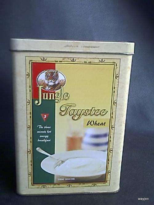JUNGLE TAYSTEE WHEAT METAL TIN. 12 X 9 X 9cm. STILL VERY NEAT.