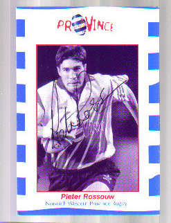 SIGNED PIETER ROSSOUW CARD. WESTERN PROVINCE RUGBY.