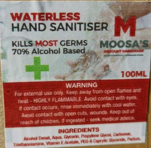 100ml hand sanitizer with 70% alcohol