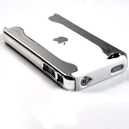 WHITE AND CHROME IPHONE 4 COVER
