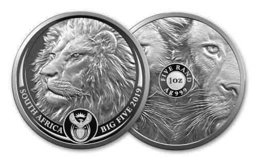 2019 BIG 5 LION BU 1 OZ SILVER COIN