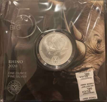 2020 Silver Rhino Big Five 1 oz coin