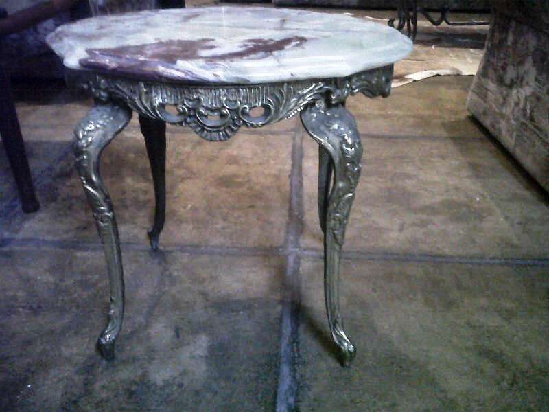 OVAL onyx and brass side table