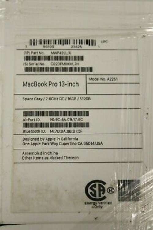 Apple MacBook Pro 13" I5 16GB RAM 512GB SSD w/ Orig Box MWP42LL