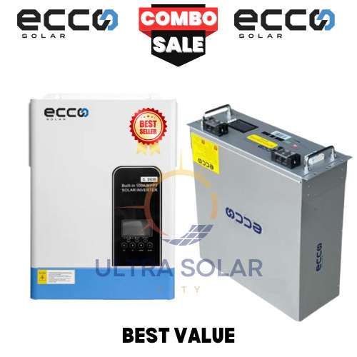 5.5 KVA PURE SINE WAVE LOAD SHEDDING COMBO 5500 WATT 5.120 KWH BATTERY LITHIUM LIFEPO4 + WIFI - ECCO