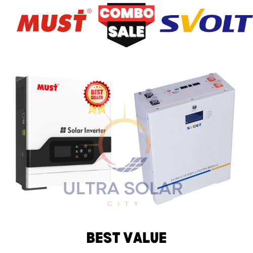 MUST 3KVA MPPT Pure Sine Wave Load Shedding Combo 3000 Watt 2.71 KWh Lithium Battery