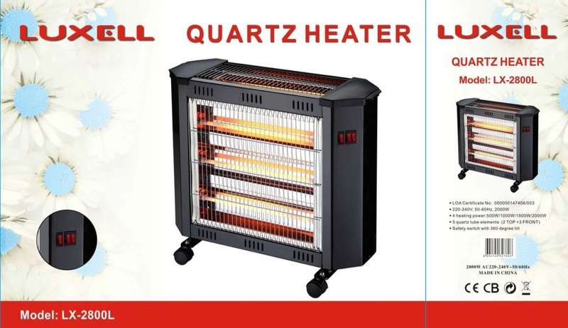 LUXELL - 5 Bar Heater with Safety Switch - Medium Size - Powerful - 2000W - LX-2800L