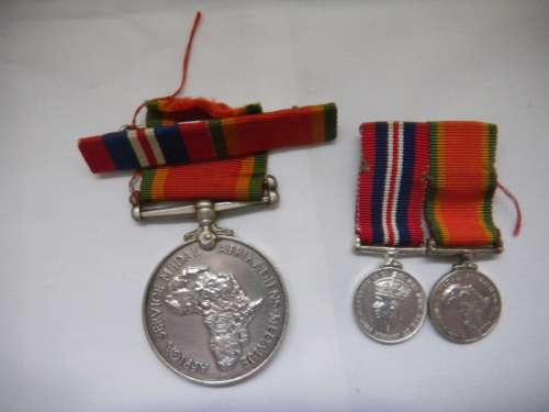 WW2 MEDALS WITH RIBBONS AND PINS, 1 x Large and 2 x Small