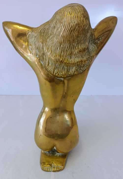 Art Deco Brass Sculpture of Nude Kneeling Lady.