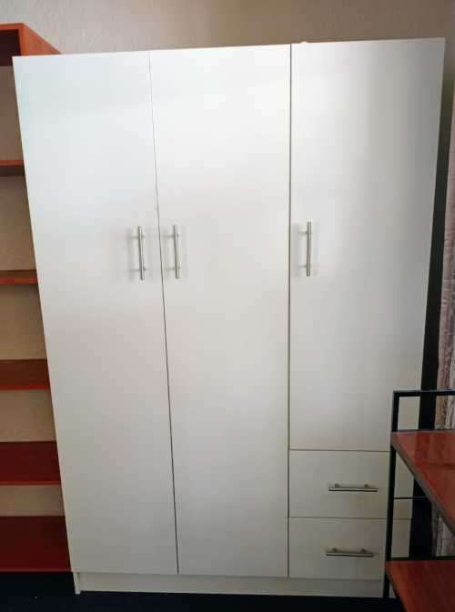 3 Door White Wardrobe