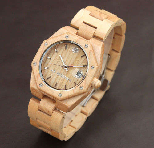 AB Aeterno Maple Wood SWISS Parts-LIMITED EDITION Gents Quartz Dress Watch "BEST BUY-2017!!"