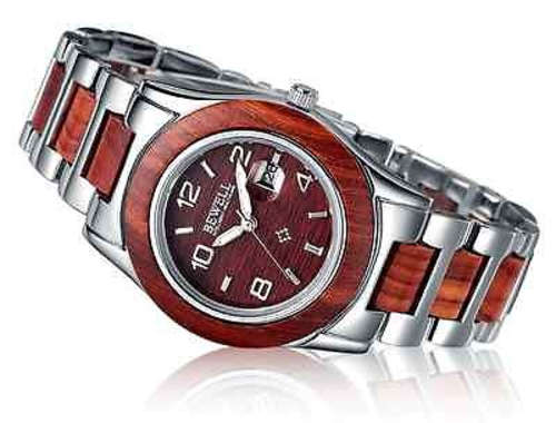 BEWELL Wood & Stainless Steel Combination Ladies Quartz Dress Watch "LIMITED EDITION!!"