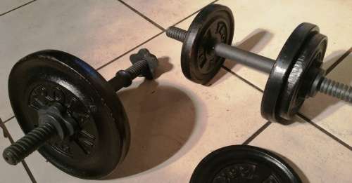 TROJAN DUMBBELL BARS, BARBELL AND WEIGHT PLATES SET