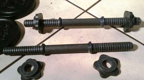 TROJAN DUMBBELL BARS, BARBELL AND WEIGHT PLATES SET