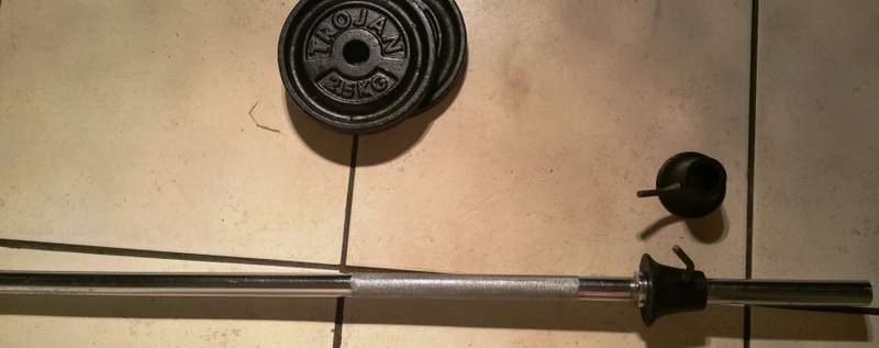 TROJAN DUMBBELL BARS, BARBELL AND WEIGHT PLATES SET