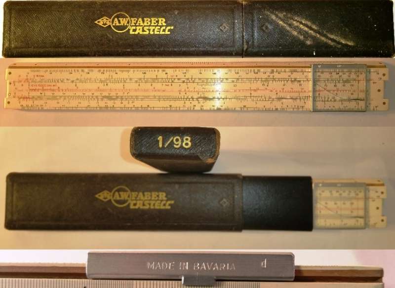 A.W. FABER CASTELL SLIDE RULE ~ MODEL 1/98/398 (ELECTRO) IN CASING [VINTAGE]