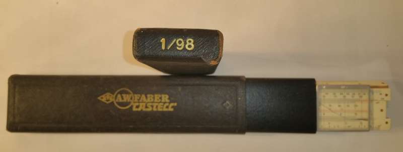 A.W. FABER CASTELL SLIDE RULE ~ MODEL 1/98/398 (ELECTRO) IN CASING [VINTAGE]