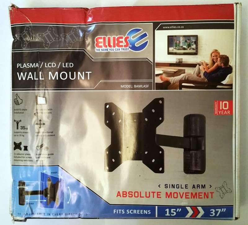ELLIES PLASMA / LCD / LED WALL MOUNT [WALL BRACKET] ~ SINGLE ARM ABSOLUTE MOVEMENT