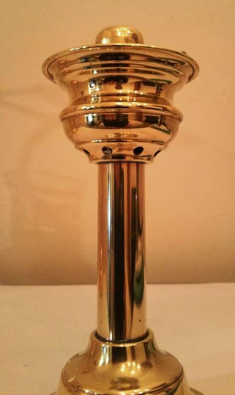 SOLID BRASS SPRING-LOADED CANDLE HOLDER & DELICATE GLASS SHADE WITH DETAILED EMBELLISHMENT