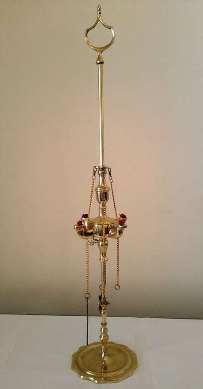 FULL SIZE SOLID BRASS WHALE OIL LAMP (LUCERNE) WITH FOUR SPOUTS **Reduced ~ Promotional**