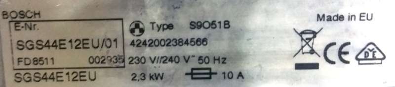 BOSCH DISHWASHER E-Nr SGS44E12EU/01