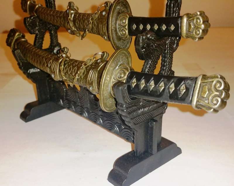 KATANA SAMURAI DOUBLE SWORD SET ~ LETTER OPENING SET