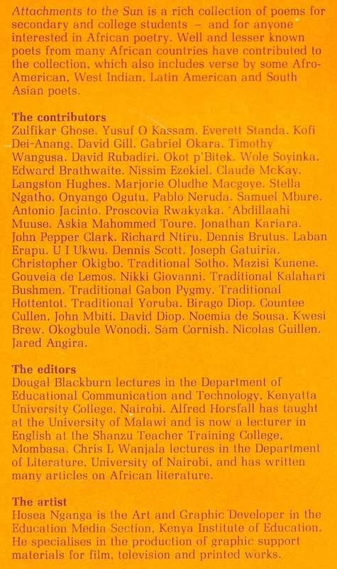 ATTACHMENTS TO THE SUN [PAPERBACK] ~ ED. DOUGAL BLACKBURN, ALFRED HORSFALL and CHRIS L. WANJALA